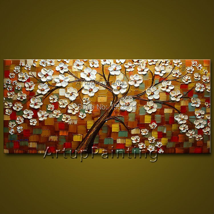 Paleta de pintura de &aacute;rbol pintada a mano para pared, lienzo de pintura al &oacute;leo abstracta de &aacute;rbol, decoraci&oacute;n moderna para habitaci&oacute;n, sala de estar, 10