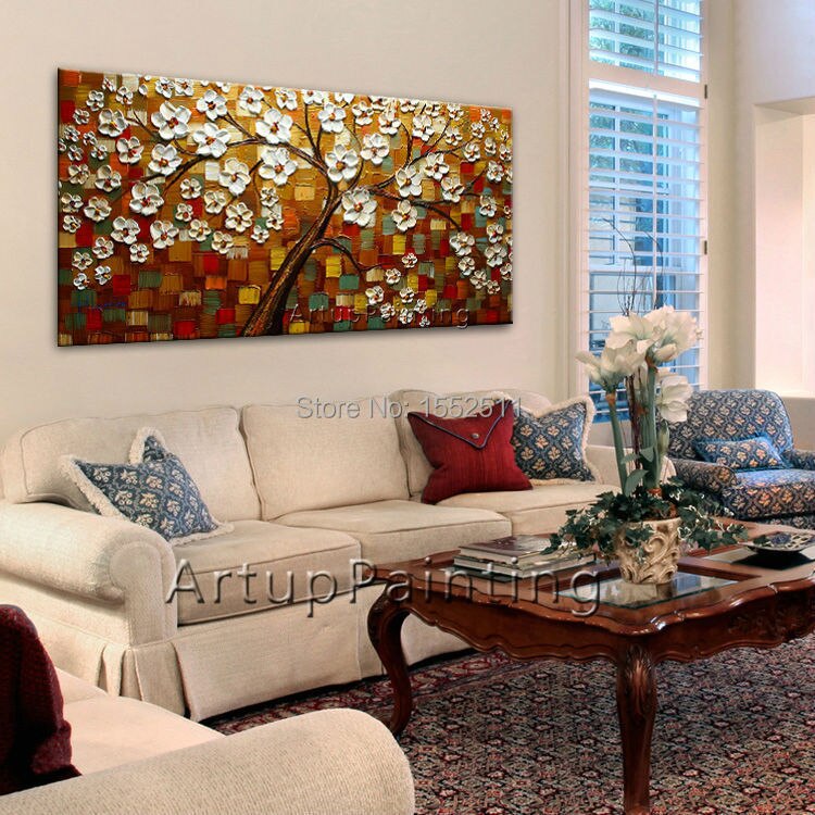 Paleta de pintura de &aacute;rbol pintada a mano para pared, lienzo de pintura al &oacute;leo abstracta de &aacute;rbol, decoraci&oacute;n moderna para habitaci&oacute;n, sala de estar, 10