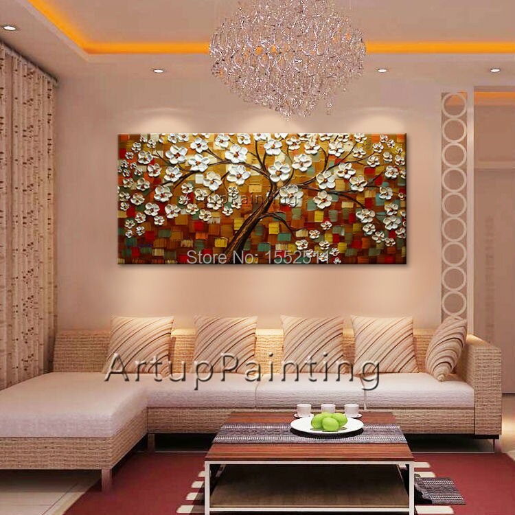 Paleta de pintura de &aacute;rbol pintada a mano para pared, lienzo de pintura al &oacute;leo abstracta de &aacute;rbol, decoraci&oacute;n moderna para habitaci&oacute;n, sala de estar, 10