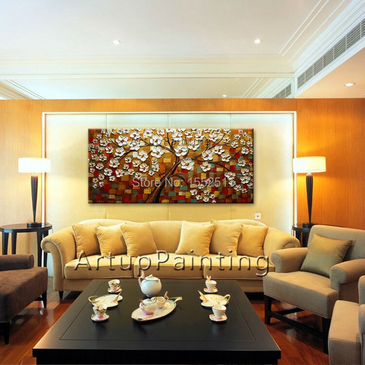 Paleta de pintura de &aacute;rbol pintada a mano para pared, lienzo de pintura al &oacute;leo abstracta de &aacute;rbol, decoraci&oacute;n moderna para habitaci&oacute;n, sala de estar, 10
