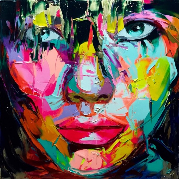 Francoise Nielly paleta de cuchillo hecho a mano, retrato de cara, pintura al &oacute;leo, arte de pared, imagen, sala de estar, decoraci&oacute;n del hogar
