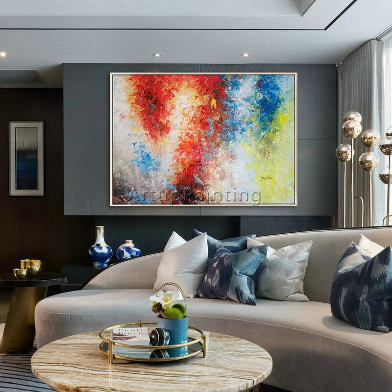 Pintura de acr&iacute;lico abstracto de color cuchillo de paleta de pintura arte de pared de sal&oacute;n decoraci&oacute;n cuadro decoracion8