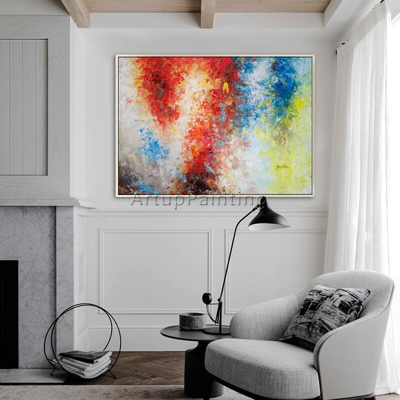 Pintura de acr&iacute;lico abstracto de color cuchillo de paleta de pintura arte de pared de sal&oacute;n decoraci&oacute;n cuadro decoracion8