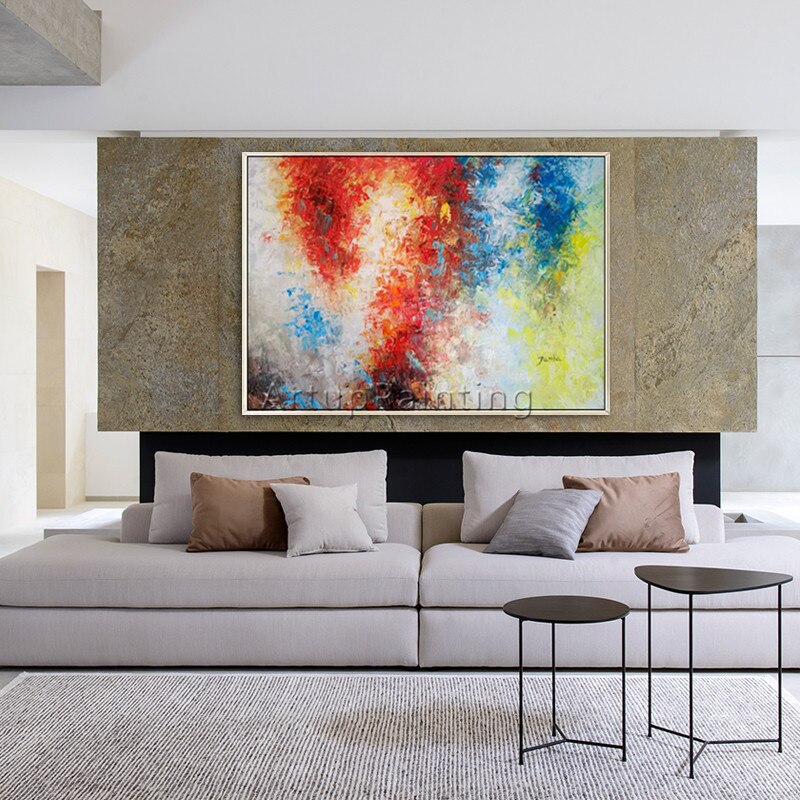 Pintura de acr&iacute;lico abstracto de color cuchillo de paleta de pintura arte de pared de sal&oacute;n decoraci&oacute;n cuadro decoracion8