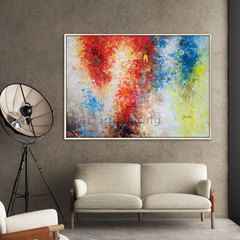 Pintura de acr&iacute;lico abstracto de color cuchillo de paleta de pintura arte de pared de sal&oacute;n decoraci&oacute;n cuadro decoracion8
