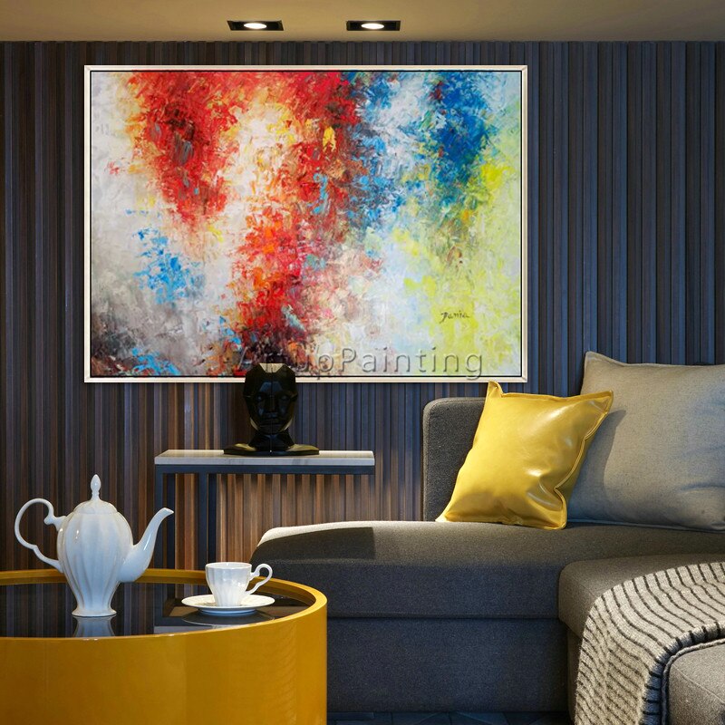 Pintura de acr&iacute;lico abstracto de color cuchillo de paleta de pintura arte de pared de sal&oacute;n decoraci&oacute;n cuadro decoracion8
