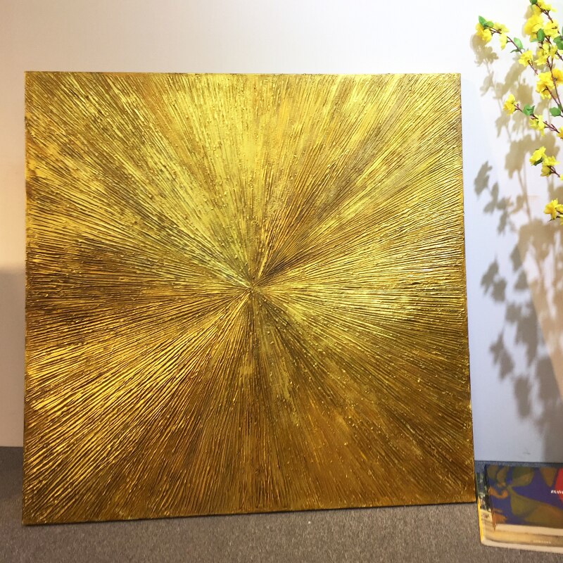 Arte geom&eacute;trico dorado, pintura abstracta al &oacute;leo sobre lienzo, textura acr&iacute;lica, sala de estar de pared para im&aacute;genes art&iacute;sticas, decoraci&oacute;n de cuadros caudros