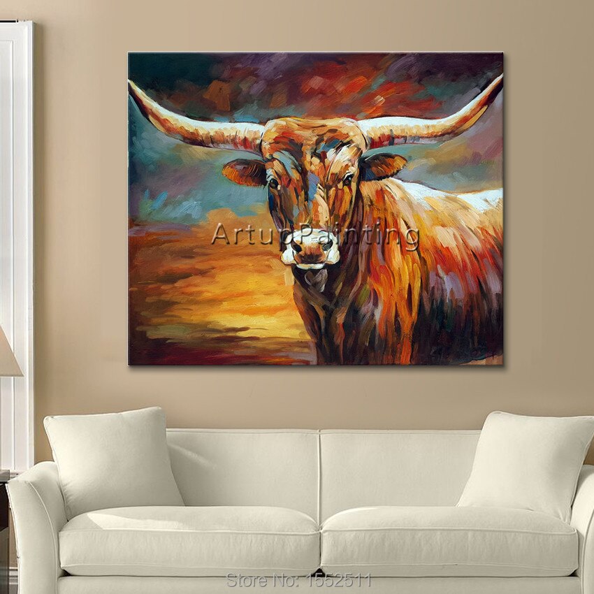 Pintura acrílica en lienzo de Toro, sala de estar de pared para imágenes artísticas, decoración del hogar, caudros, cuchillo de plattle, animal art03 Pintura acrílica en lienzo de Toro, sala de estar de pared para imágenes artísticas, decoración del hogar, caudros, cuchillo de plattle, animal art03