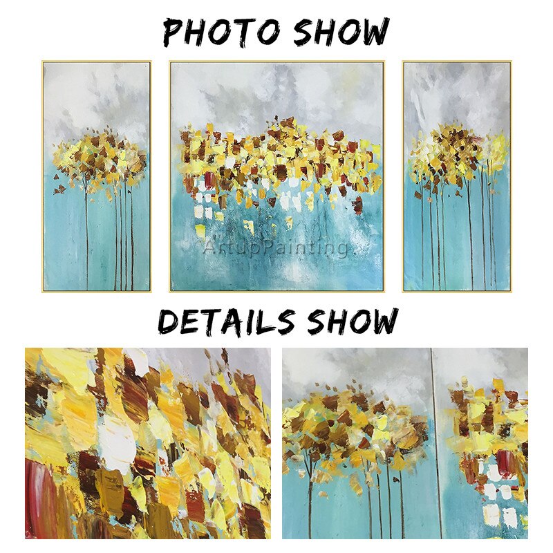 Cuadros de pintura al &oacute;leo para sala de estar, pintura acr&iacute;lica abstracta de oro y azul, im&aacute;genes art&iacute;sticas de pared para quadros02, 3 piezas
