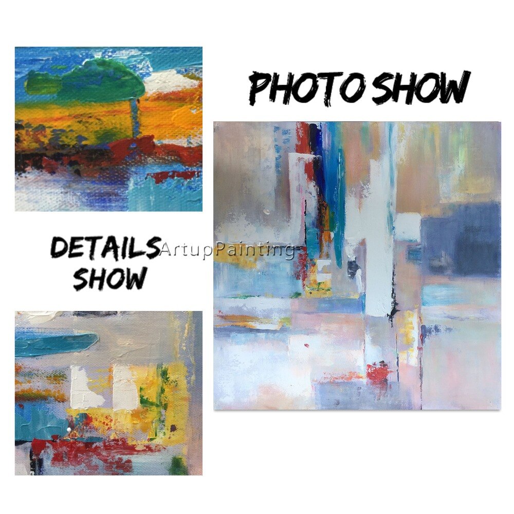 Pintura al &oacute;leo sobre lienzo, pintura abstracta moderna colorida, decoraci&oacute;n de caudros, im&aacute;genes art&iacute;sticas de pared para sala de estar, decoraci&oacute;n de cuadros