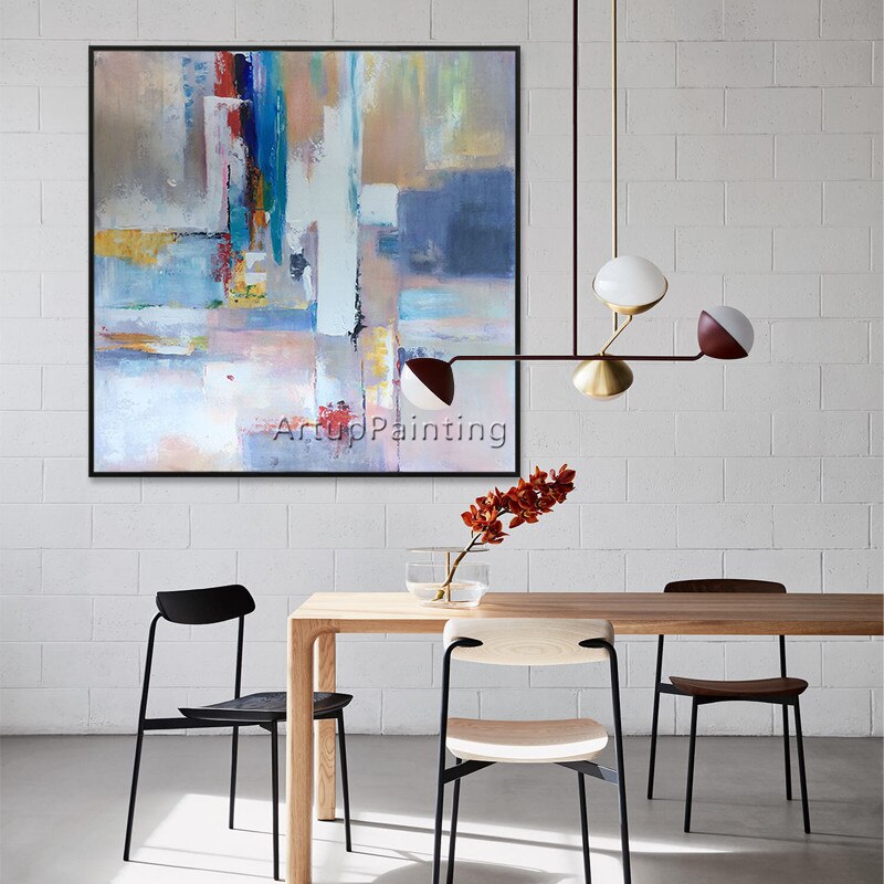 Pintura al &oacute;leo sobre lienzo, pintura abstracta moderna colorida, decoraci&oacute;n de caudros, im&aacute;genes art&iacute;sticas de pared para sala de estar, decoraci&oacute;n de cuadros