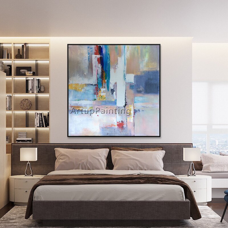 Pintura al &oacute;leo sobre lienzo, pintura abstracta moderna colorida, decoraci&oacute;n de caudros, im&aacute;genes art&iacute;sticas de pared para sala de estar, decoraci&oacute;n de cuadros
