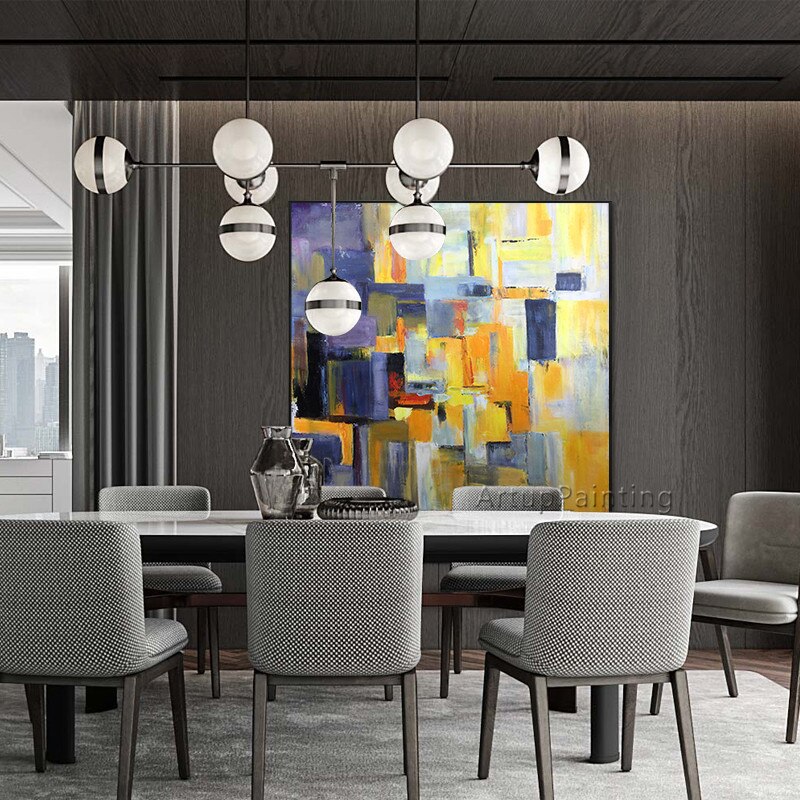 Pintura al &oacute;leo sobre lienzo, pintura abstracta moderna colorida, decoraci&oacute;n de caudros, im&aacute;genes art&iacute;sticas de pared para sala de estar, decoraci&oacute;n de cuadros, 25