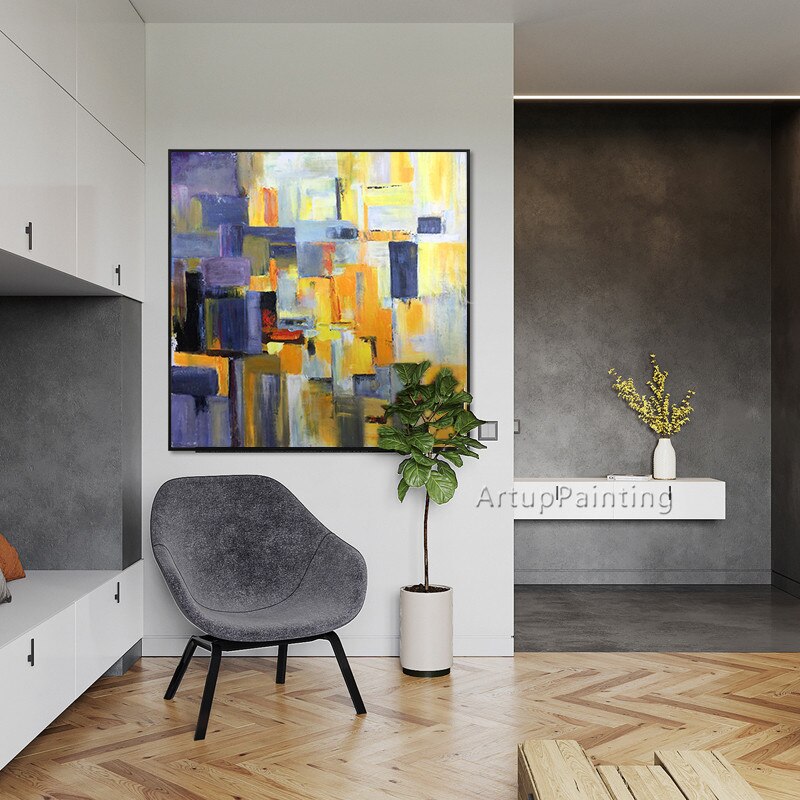 Pintura al &oacute;leo sobre lienzo, pintura abstracta moderna colorida, decoraci&oacute;n de caudros, im&aacute;genes art&iacute;sticas de pared para sala de estar, decoraci&oacute;n de cuadros, 25