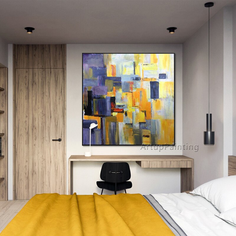 Pintura al &oacute;leo sobre lienzo, pintura abstracta moderna colorida, decoraci&oacute;n de caudros, im&aacute;genes art&iacute;sticas de pared para sala de estar, decoraci&oacute;n de cuadros, 25