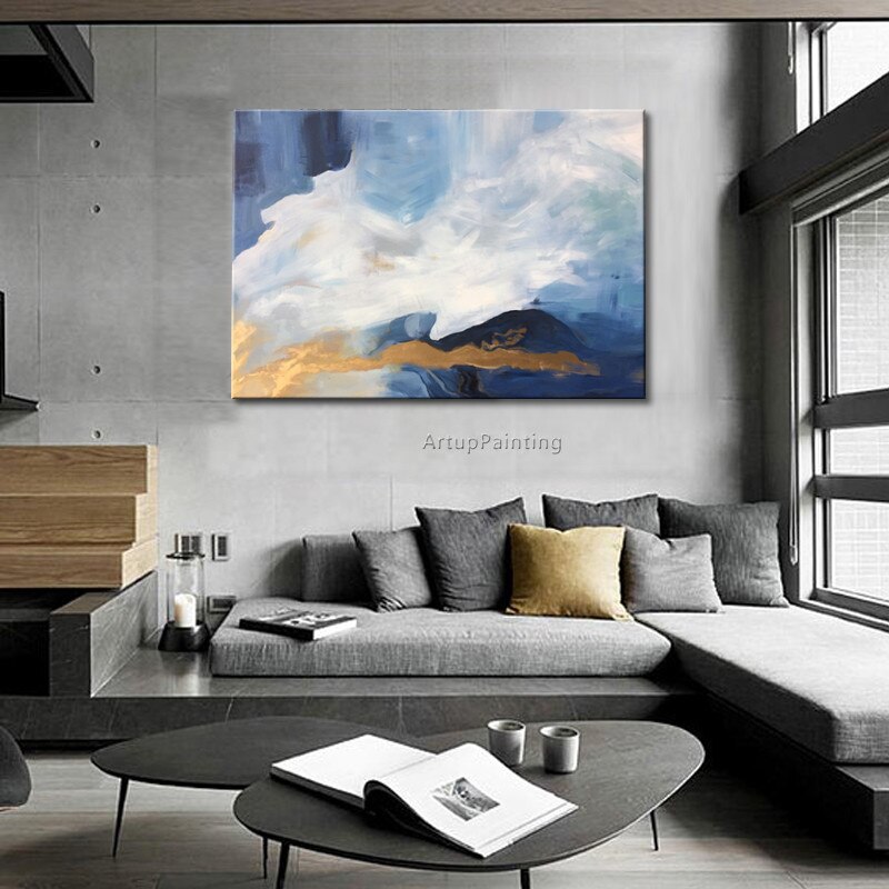 Pintura acr&iacute;lica en lienzo para decoraci&oacute;n del hogar, arte de pared para sala de estar, cuadros abstractos modernos, decoraci&oacute;n 85