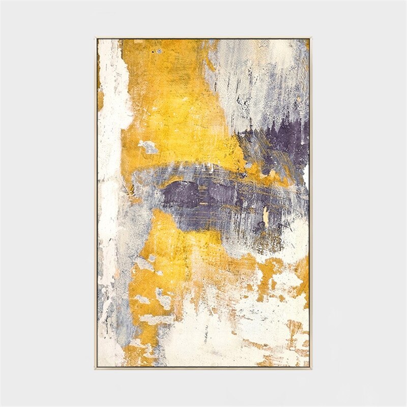 Cuadros de pintura al &oacute;leo de lienzo decoraci&oacute;n amarilla abstracta, pintura n&oacute;rdica acr&iacute;lica, im&aacute;genes art&iacute;sticas de pared para sala de estar y hogar, decor61
