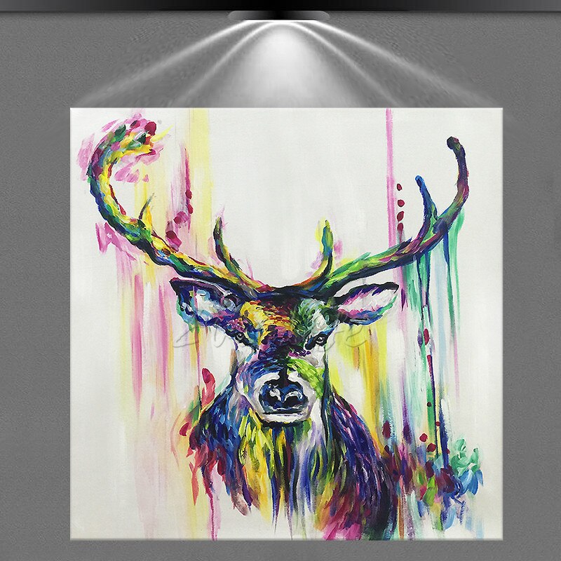 Pintura al &oacute;leo sobre lienzo, im&aacute;genes de pared, pinturas para sala de estar, Arte Pop Art, ciervo, moderno, abstracto, pintado a mano