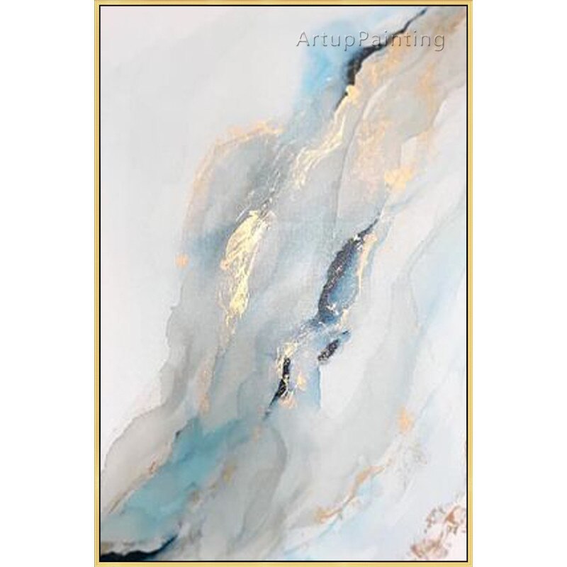 Pintura acr&iacute;lica abstracta de color claro pintada a mano, lienzo de pintura al &oacute;leo, im&aacute;genes art&iacute;sticas de pared para decoraci&oacute;n de caudros del hogar