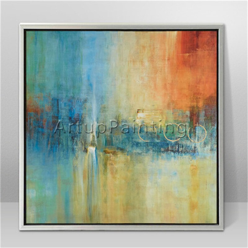 Pintura al &oacute;leo abstracta moderna para sala de estar, lienzo pintado a mano, obra de arte decorativa 6