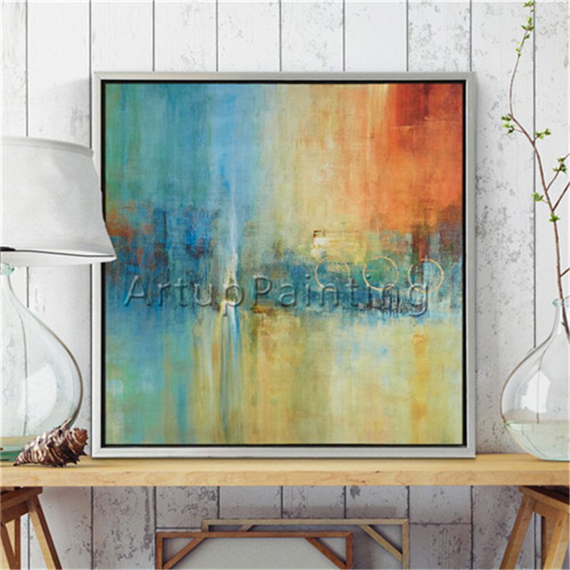 Pintura al &oacute;leo abstracta moderna para sala de estar, lienzo pintado a mano, obra de arte decorativa 6