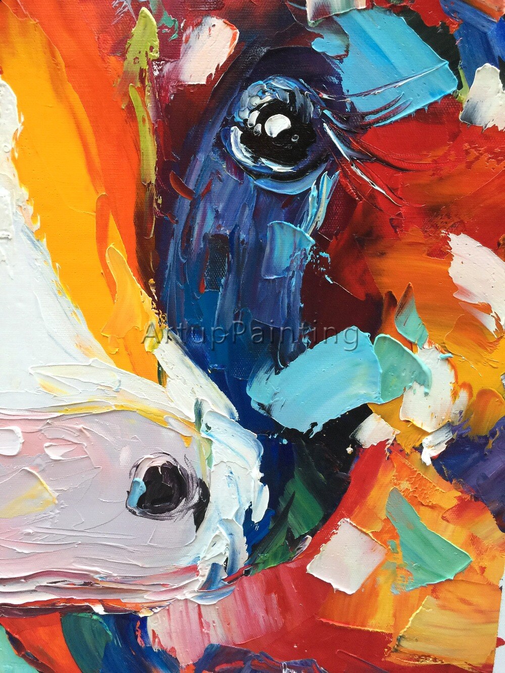 Cuadro de vaca en lienzo, pintura acr&iacute;lica de animales, sala de estar de pared para im&aacute;genes art&iacute;sticas, cuchillo plattle, caudros abstractos modernos, decoraci&oacute;n 02