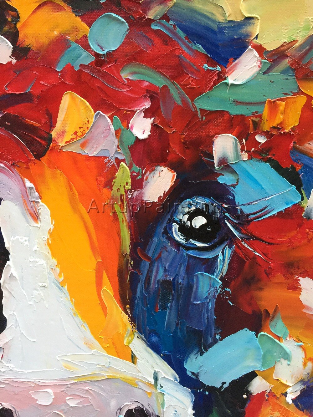 Cuadro de vaca en lienzo, pintura acr&iacute;lica de animales, sala de estar de pared para im&aacute;genes art&iacute;sticas, cuchillo plattle, caudros abstractos modernos, decoraci&oacute;n 02