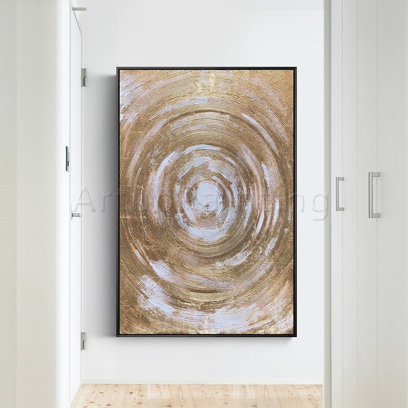 Pintura al &oacute;leo de oro abstracta moderna sobre lienzo pintura acr&iacute;lica pared arte im&aacute;genes en vivo para sala de estar hogar Caudros Decoraci&oacute;n