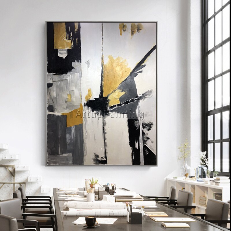 Pintura al &oacute;leo sobre lienzo para decoraci&oacute;n del hogar, pinturas acr&iacute;licas de color abstracto moderna, cuadros art&iacute;sticos de pared para sala de estar