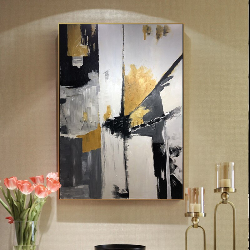 Pintura al &oacute;leo sobre lienzo para decoraci&oacute;n del hogar, pinturas acr&iacute;licas de color abstracto moderna, cuadros art&iacute;sticos de pared para sala de estar