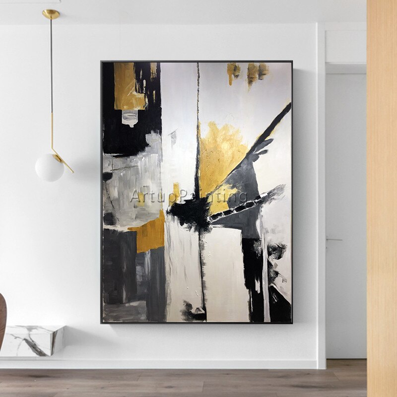 Pintura al &oacute;leo sobre lienzo para decoraci&oacute;n del hogar, pinturas acr&iacute;licas de color abstracto moderna, cuadros art&iacute;sticos de pared para sala de estar