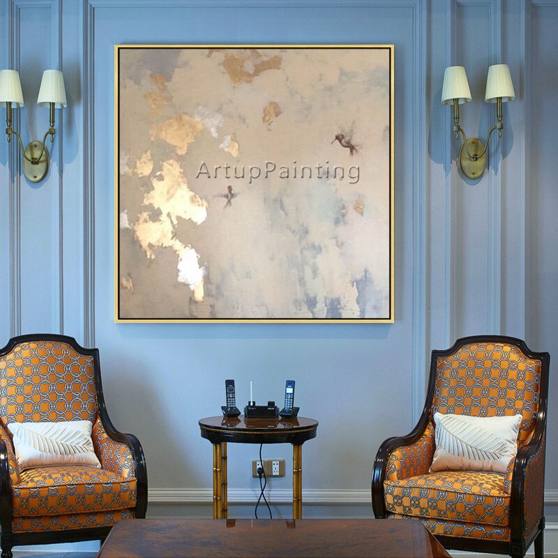 Pintura en lienzo de estilo n&oacute;rdico para decoraci&oacute;n de sala de estar, pintura acr&iacute;lica dorada, arte abstracto moderno para pared, caudros, 94