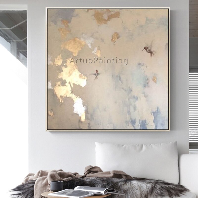 Pintura en lienzo de estilo n&oacute;rdico para decoraci&oacute;n de sala de estar, pintura acr&iacute;lica dorada, arte abstracto moderno para pared, caudros, 94