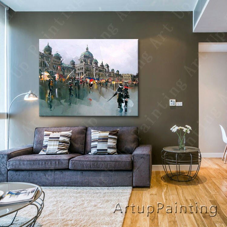 Pintura de arte callejero de Par&iacute;s, decoraci&oacute;n del hogar, pintura al &oacute;leo, im&aacute;genes de pared para sala de estar, pintura de Arte de pared, paint4