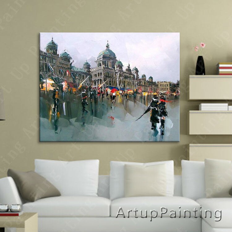 Pintura de arte callejero de Par&iacute;s, decoraci&oacute;n del hogar, pintura al &oacute;leo, im&aacute;genes de pared para sala de estar, pintura de Arte de pared, paint4
