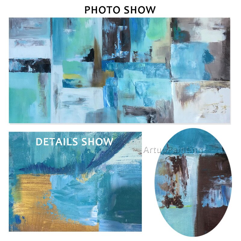 Pintura al &oacute;leo sobre lienzo de color azul cielo, cuadro abstracto moderno, cuadros de caudros, decoraci&oacute;n art&iacute;stica de pared para sala de estar, decoraci&oacute;n 21
