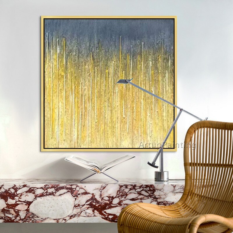 Pintura abstracta en lienzo para decoraci&oacute;n de sala de estar, pintura al &oacute;leo acr&iacute;lica dorada, im&aacute;genes art&iacute;sticas de pared abstractas modernas, decoraci&oacute;n 02
