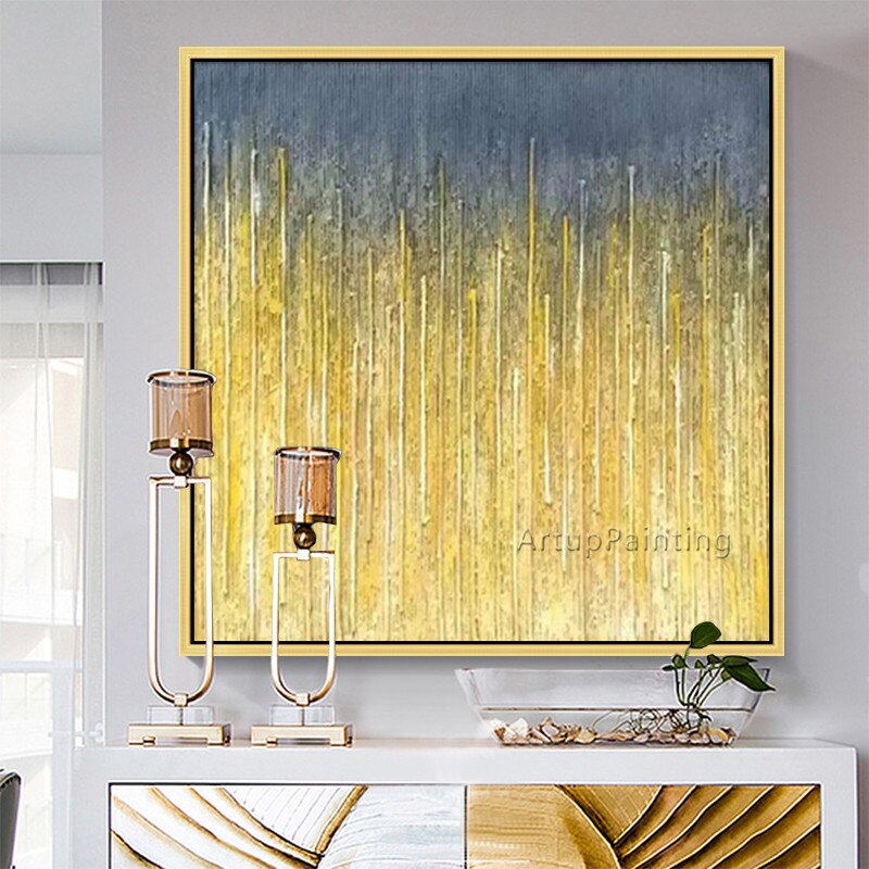 Pintura abstracta en lienzo para decoraci&oacute;n de sala de estar, pintura al &oacute;leo acr&iacute;lica dorada, im&aacute;genes art&iacute;sticas de pared abstractas modernas, decoraci&oacute;n 02