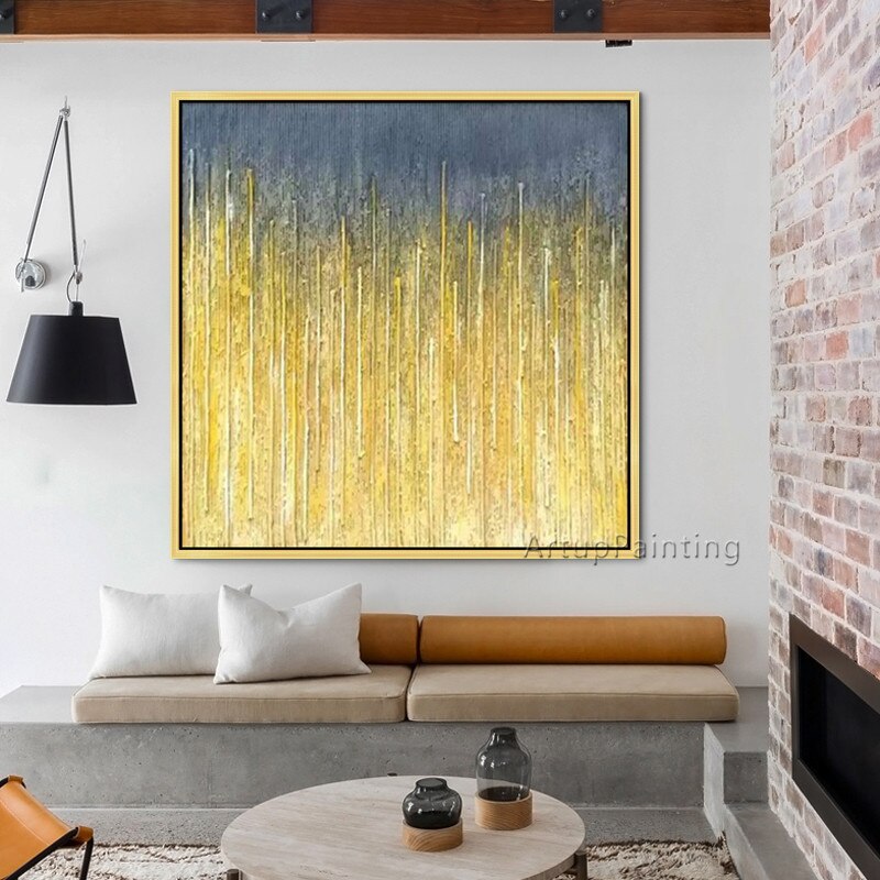 Pintura abstracta en lienzo para decoraci&oacute;n de sala de estar, pintura al &oacute;leo acr&iacute;lica dorada, im&aacute;genes art&iacute;sticas de pared abstractas modernas, decoraci&oacute;n 02