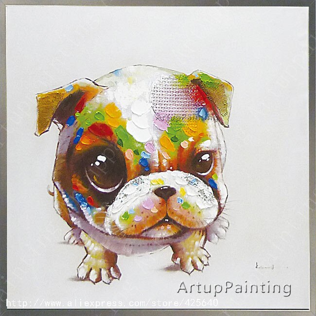 Pintura al &oacute;leo sobre lienzo de perro, im&aacute;genes de pared para sala de estar, arte de lienzo, cuchillo moderno abstracto pintado a mano 1