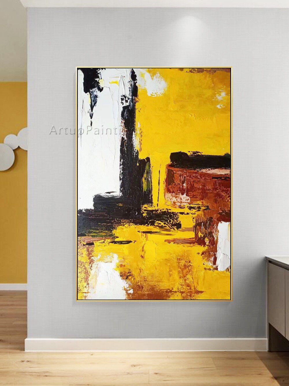 Pintura abstracta moderna sobre lienzo, arte de pared pintado a mano, decoraci&oacute;n del hogar para sala de estar