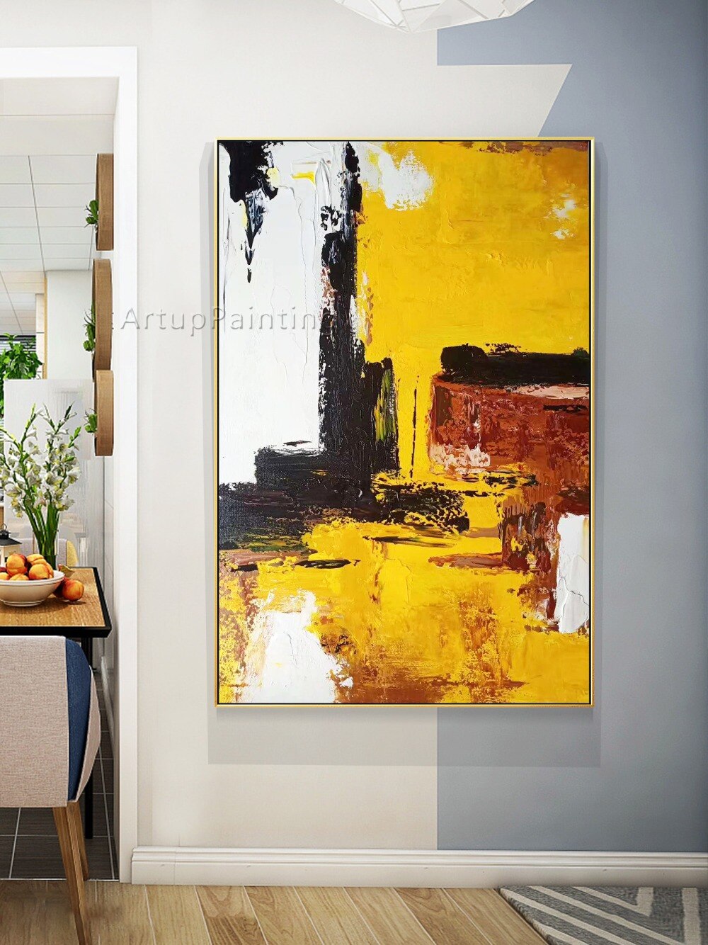Pintura abstracta moderna sobre lienzo, arte de pared pintado a mano, decoraci&oacute;n del hogar para sala de estar