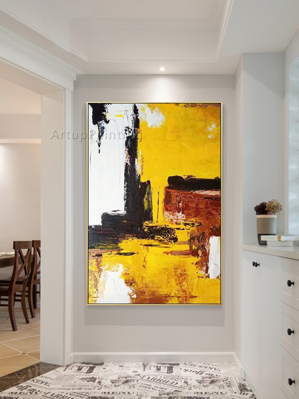Pintura abstracta moderna sobre lienzo, arte de pared pintado a mano, decoraci&oacute;n del hogar para sala de estar