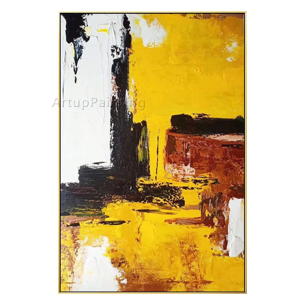 Pintura abstracta moderna sobre lienzo, arte de pared pintado a mano, decoraci&oacute;n del hogar para sala de estar