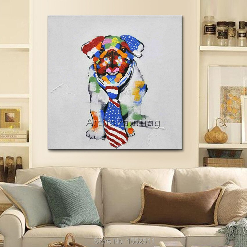 Papel tapiz decorativo de perro pop art, pintura al &oacute;leo abstracta moderna de canva para pintar la pared de la sala de estar, papel tapiz art&iacute;stico
