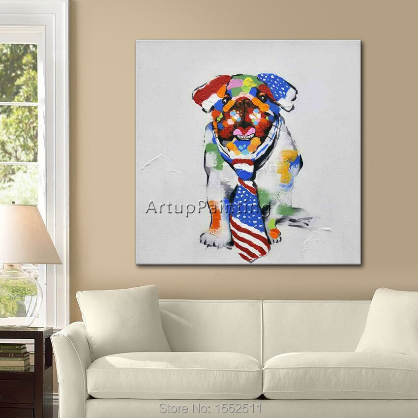 Papel tapiz decorativo de perro pop art, pintura al &oacute;leo abstracta moderna de canva para pintar la pared de la sala de estar, papel tapiz art&iacute;stico
