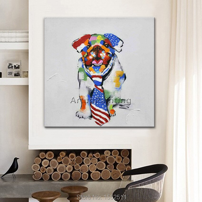 Papel tapiz decorativo de perro pop art, pintura al &oacute;leo abstracta moderna de canva para pintar la pared de la sala de estar, papel tapiz art&iacute;stico