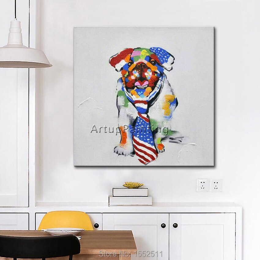 Papel tapiz decorativo de perro pop art, pintura al &oacute;leo abstracta moderna de canva para pintar la pared de la sala de estar, papel tapiz art&iacute;stico