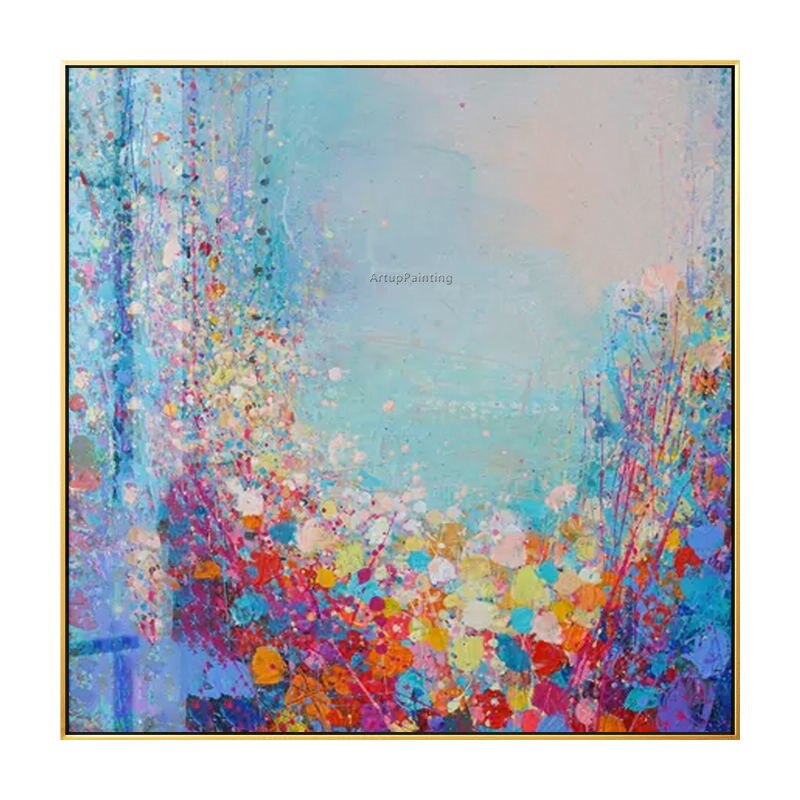 Pintura de lienzo abstracta pintada a mano pintura de acr&iacute;lico pared arte paleta cuchillo pintura cuadros para decoraci&oacute;n de sala de estar casa Decoraci&oacute;n