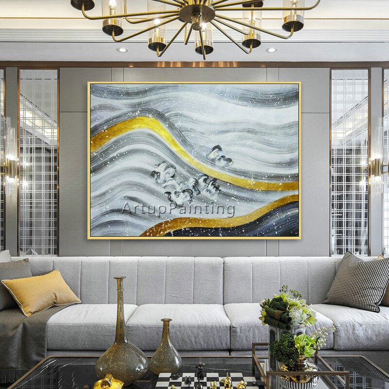 Pintura en lienzo para sala de estar, cuadros acr&iacute;licos de arte de pared, decoraci&oacute;n moderna para el hogar, color abstracto, decoraci&oacute;n 11